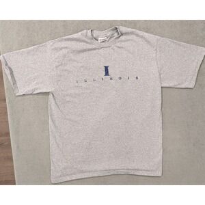 VTG USA Made University of Illinois Mens Gray XL T-Shirt Rugged Heavy Faded Fall